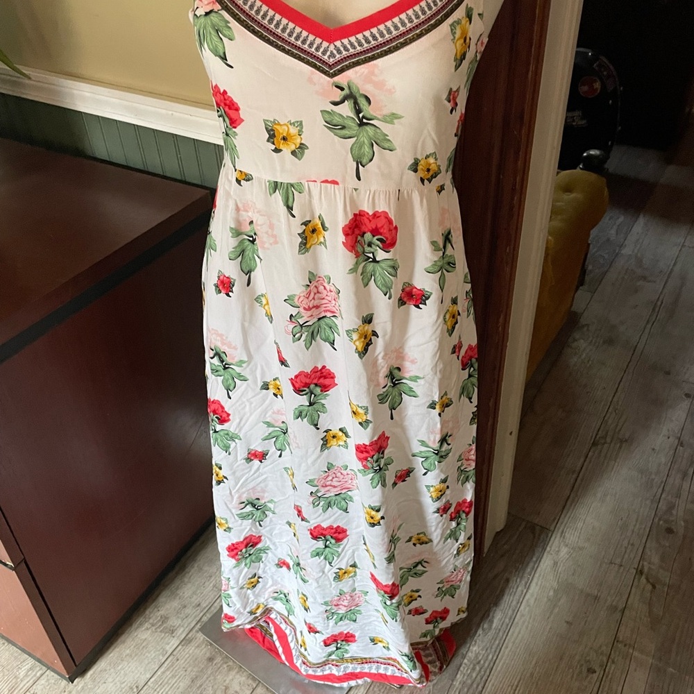 H&M Floral Maxi Dress - White with Red, Green, and Yellow